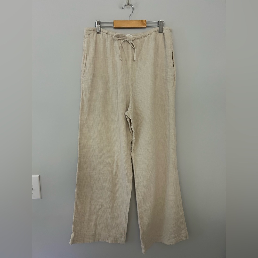 COS Cotton Gauze Tan Drawstring Wide Leg Pants‎